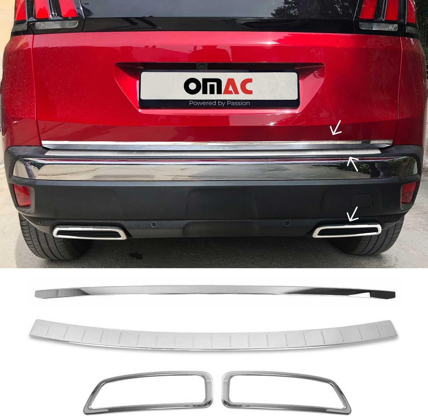 Kit de seuil de Pare-Chocs + hayon Coffre arrière pour Peugeot 3008 2016-2024