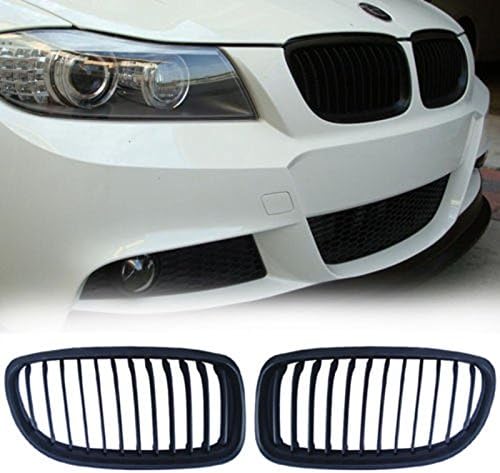 Ricoy - Grille de pare-choc avant Noir mat pour BMW E90 E91 323i 325i 328i 330i 335i 4 portes, LCI (Lifting avant 2009-2011)
