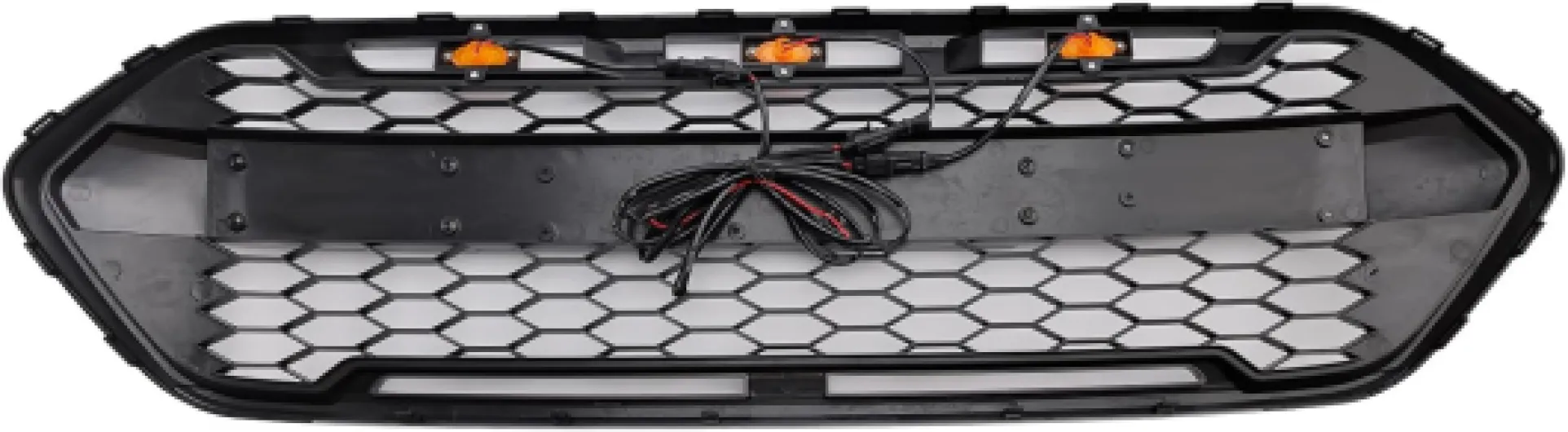 Artudatech Grille de Pare-Chocs Avant Gloss Black Front Bumper Grille Fit for Ford Transit Custom Trail 2018-2023 3LED