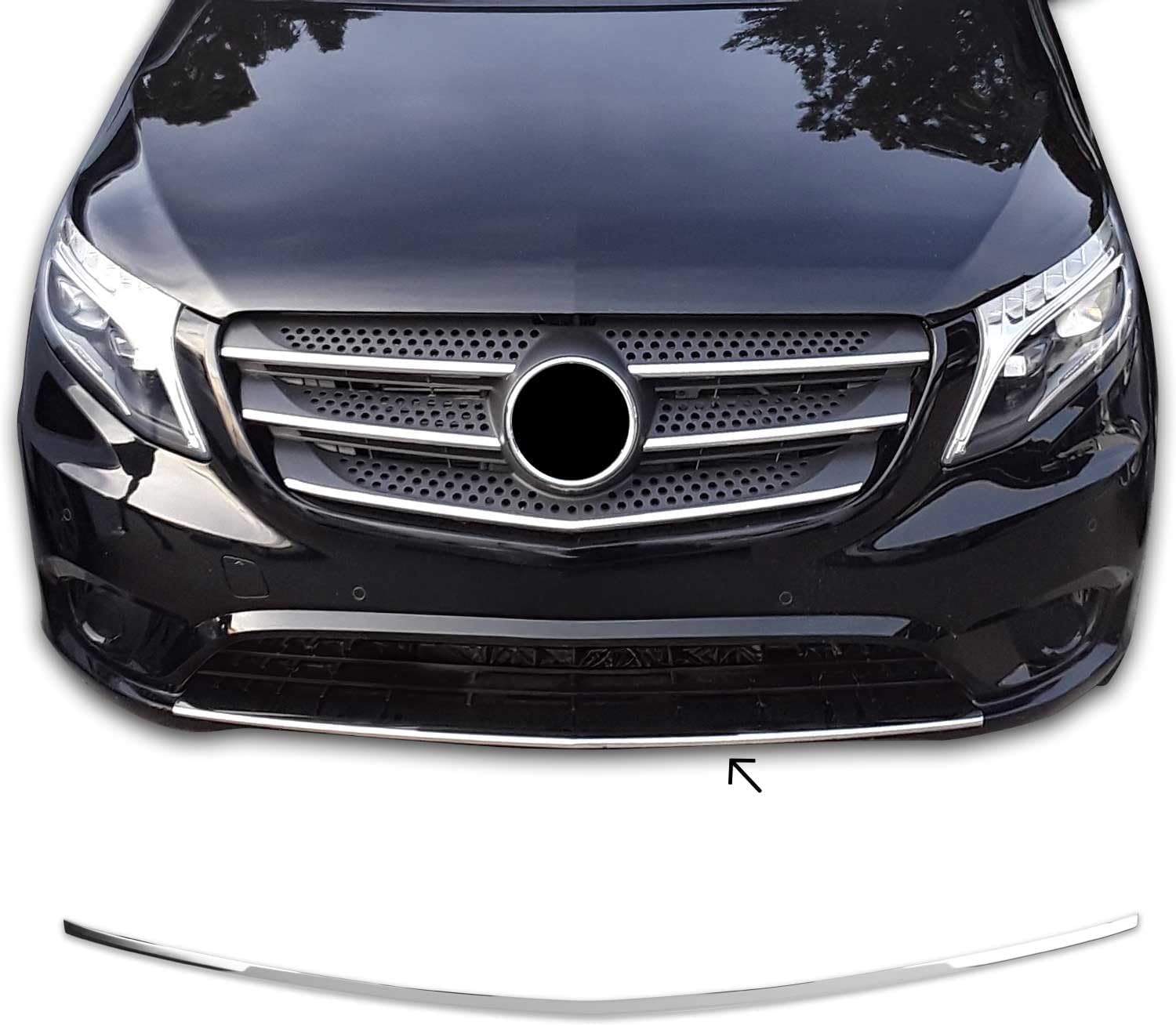 Garniture de Pare-Chocs Avant pour Mercedes Vito W447 2014-2025 en Acier Chromé