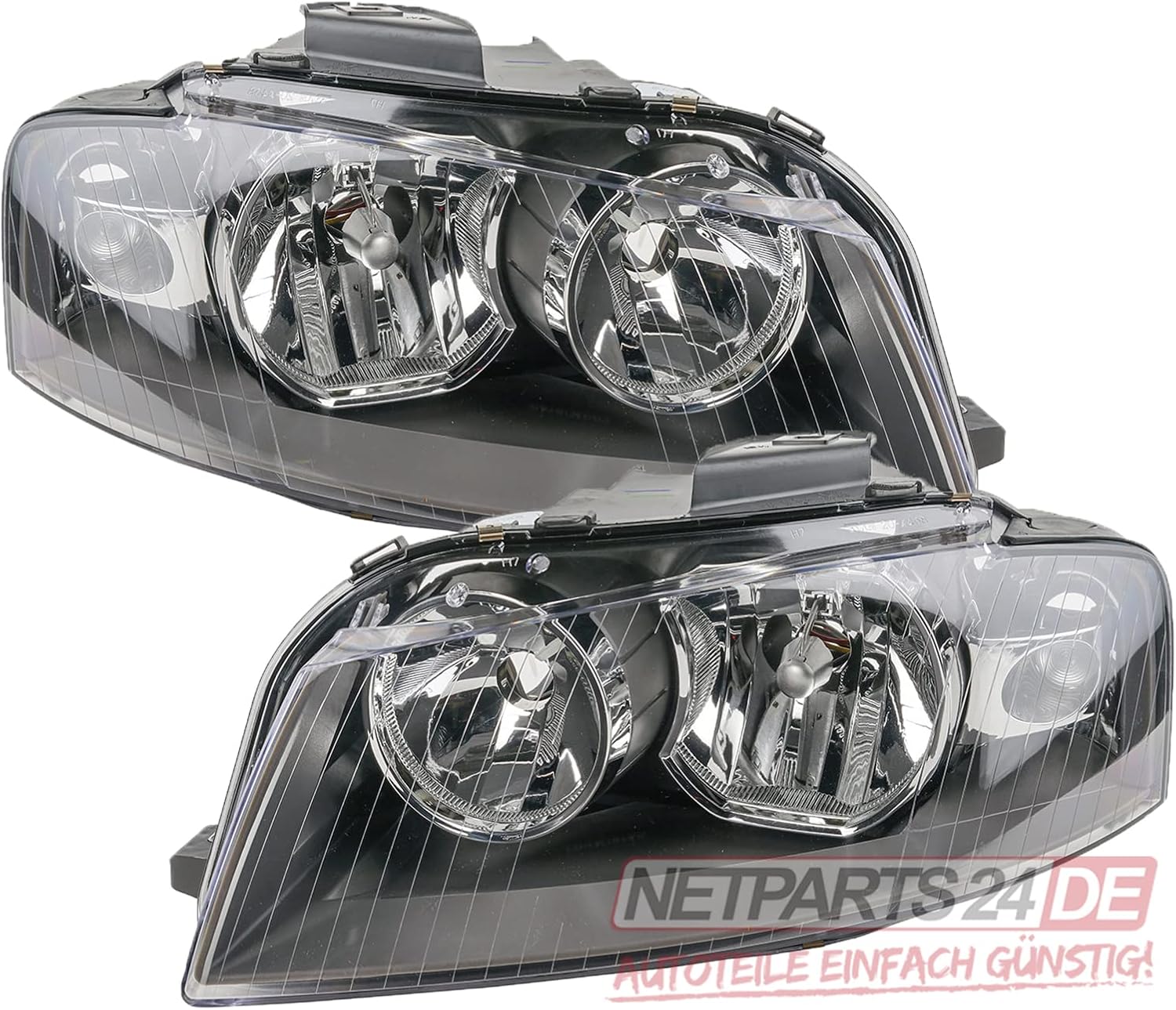 Johns, Jeu de phares pour Audi A3 8P à partir de 06/2003 à 07/2008 Kit H7/H7 li+re