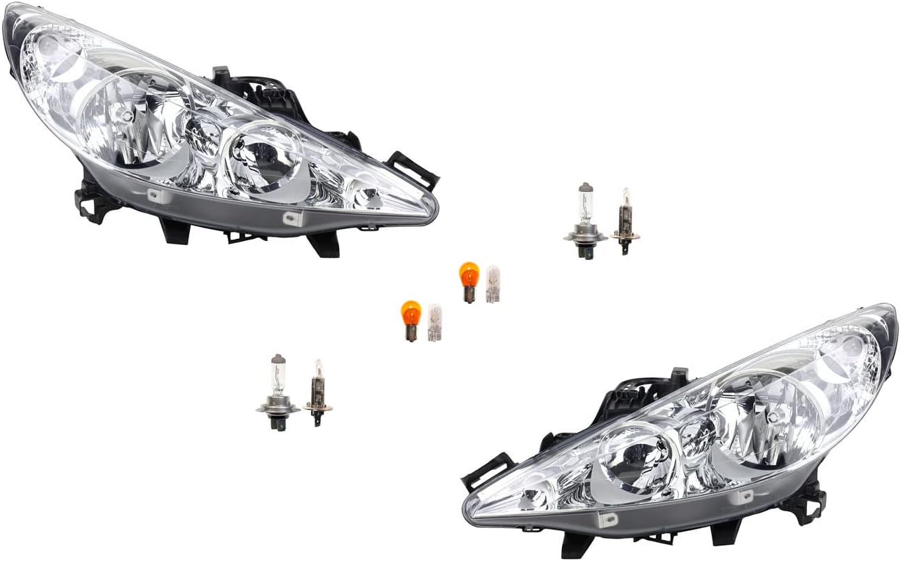 Johns, Compatible avec phares Peugeot 207 02/06 - Avec kit d'ampoules gauche et droite