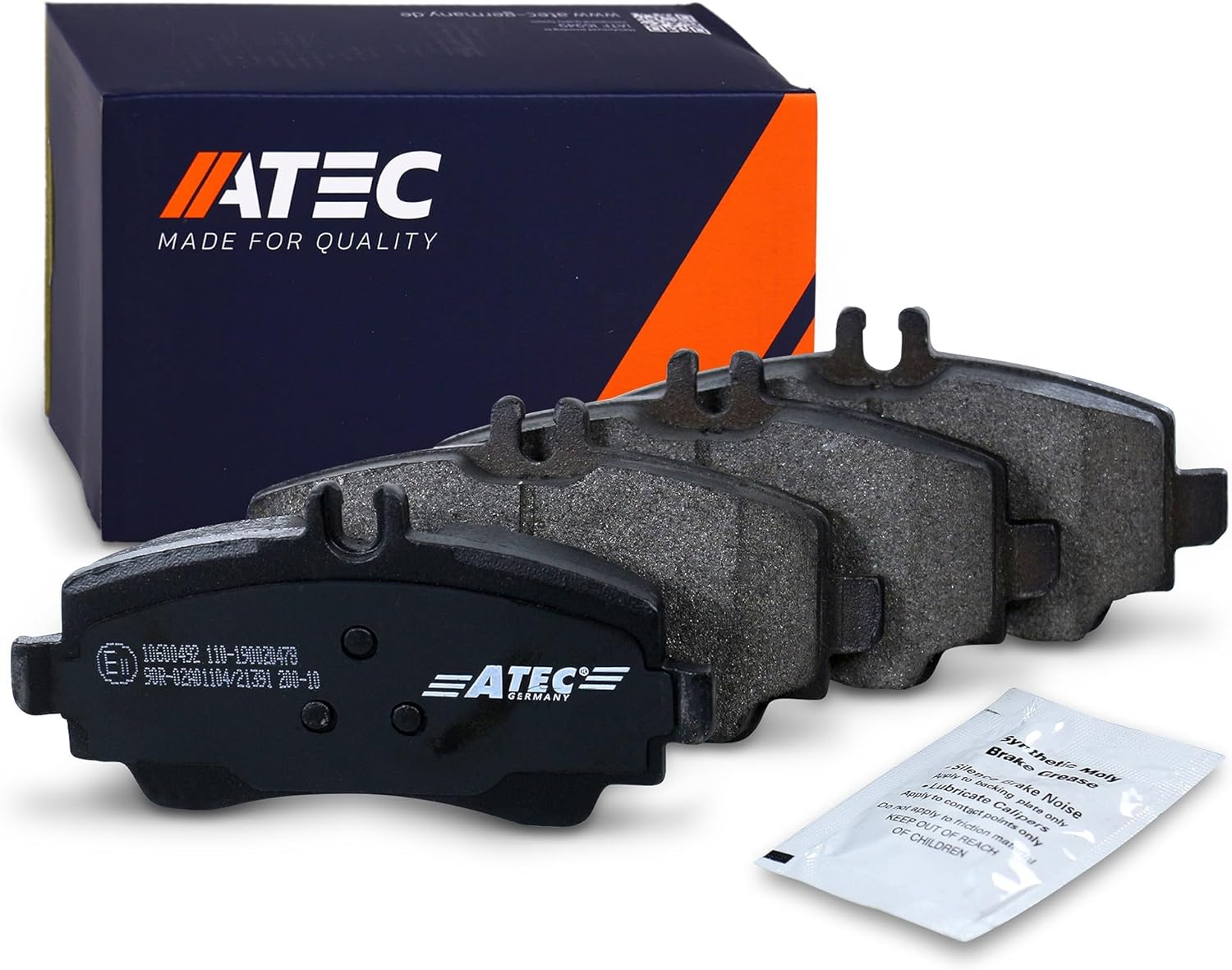 ATEC Germany Jeu de plaquettes de frein avant, plaquettes de frein avant, 4 pièces, Compatible avec MERCEDES-BENZ Classe A (W168)