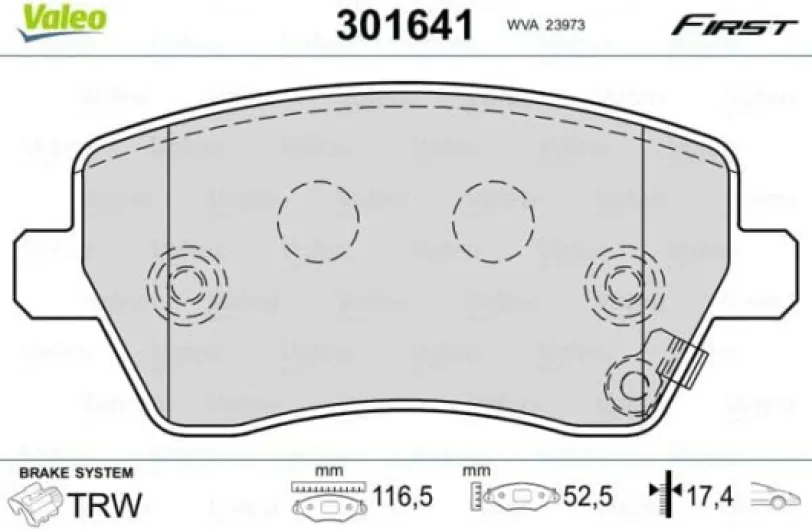 Plaquettes de frein First - 301641 - Jeu de 4 plaquettes - Essieu avant - Entièrement équipés avec accessoires montés sans accessoires non montés