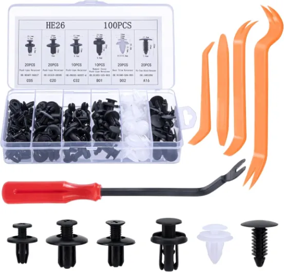 Ensemble de clips de fixation pour voiture - 6 types différents de pinces de garniture de porte et de clips en plastique pour pare-chocs universels