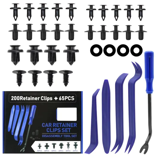 265 Pièces Clips de Fixation Voiture, Rivet Plastique Fixation, Universels 6 Types Différents Pinces Garniture Porte et Clips en Plastique pour Pare-Chocs avec Outil Démontage, Pieces Auto