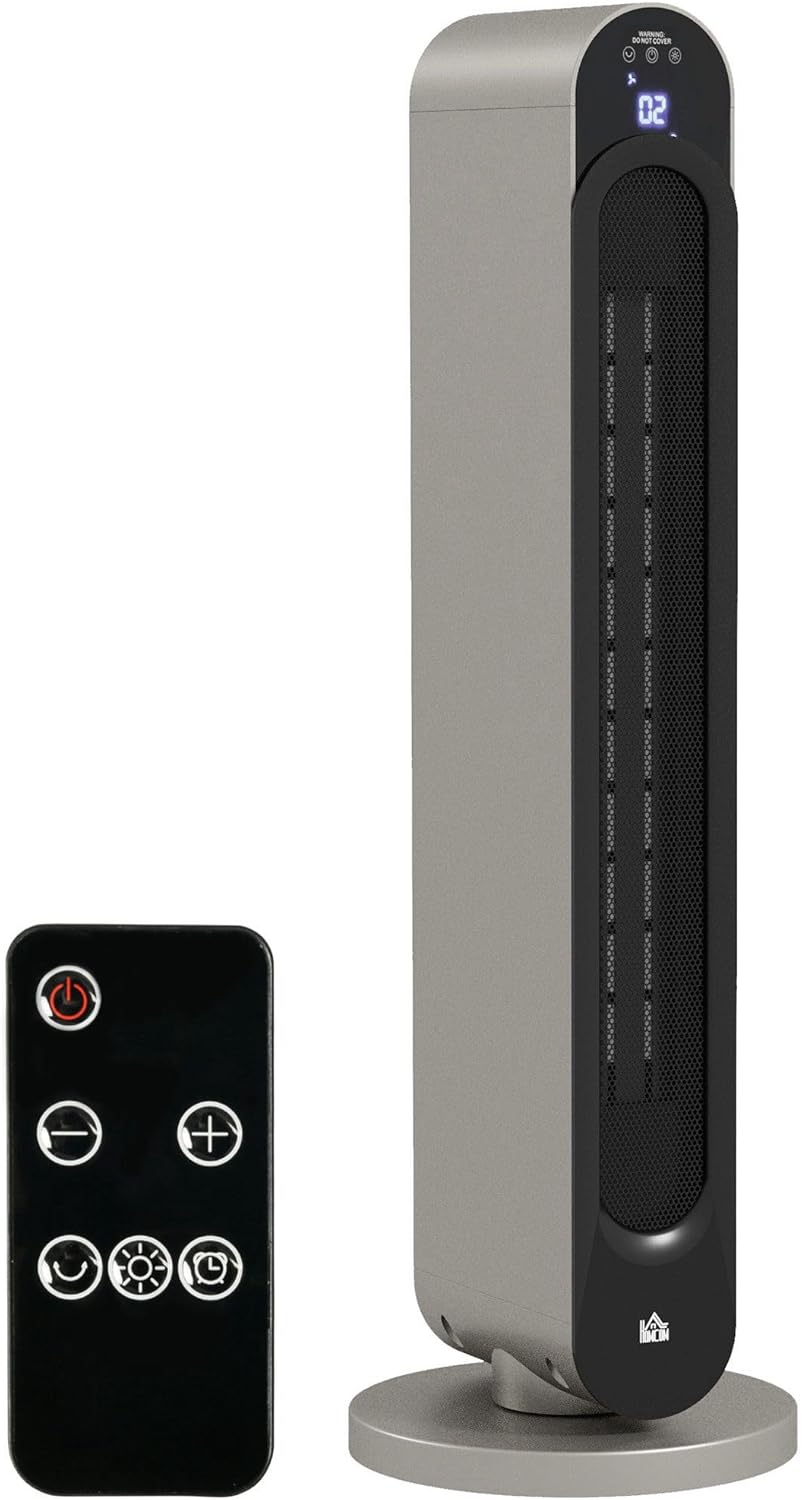 Chauffage soufflant oscillant 1100/2200 W - Mini radiateur céramique PTC - télécommande Incluse - Chauffage d'appoint Noir