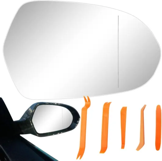Verre de Rétroviseur Pemplacement pour Audi A6(4G)2011-2018/A6 Allroad(4G)2012-2018/A6 Avant(4G)2011-2018 Chauffant côté passager(Droite) avec Plaque de Support Rétroviseur Extérieur Réglable