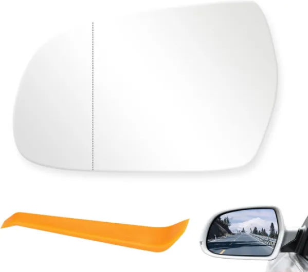 Vitre de Rétroviseur Remplacement Compatible avec Audi A4 B8.5 Gauche Miroir Retroviseur Exterieur Glace Rétroviseur Chauffant Convexe Asphérique avec Plaque de Support Gauche