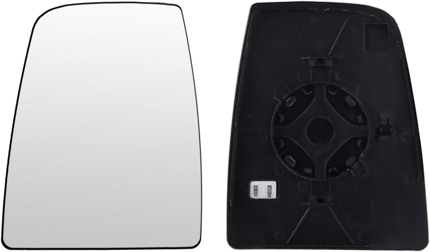 Mingke Verre de Rétroviseur Gauche Compatible avec Ford Transit MK8 2014-2023 Glace Retroviseur Exterieur avec Chauffant et Plaque de Support Supérieur Gauche