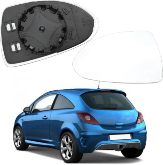 Miroir Glace Verre de Rétroviseur Chauffant Gauche pour Opel Corsa D Opel Corsa E, Retroviseur Glace de Rétroviseur avec Plaque de Support Opel Corsa-Gauche