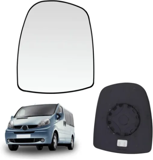 Mingke Verre de Rétroviseur Gauche Compatible avec Renault Trafic MK2 Opel Vivaro A Nissan Primastar 2001-2014,Glace Retroviseur Exterieur avec Chauffant et Plaque de Support