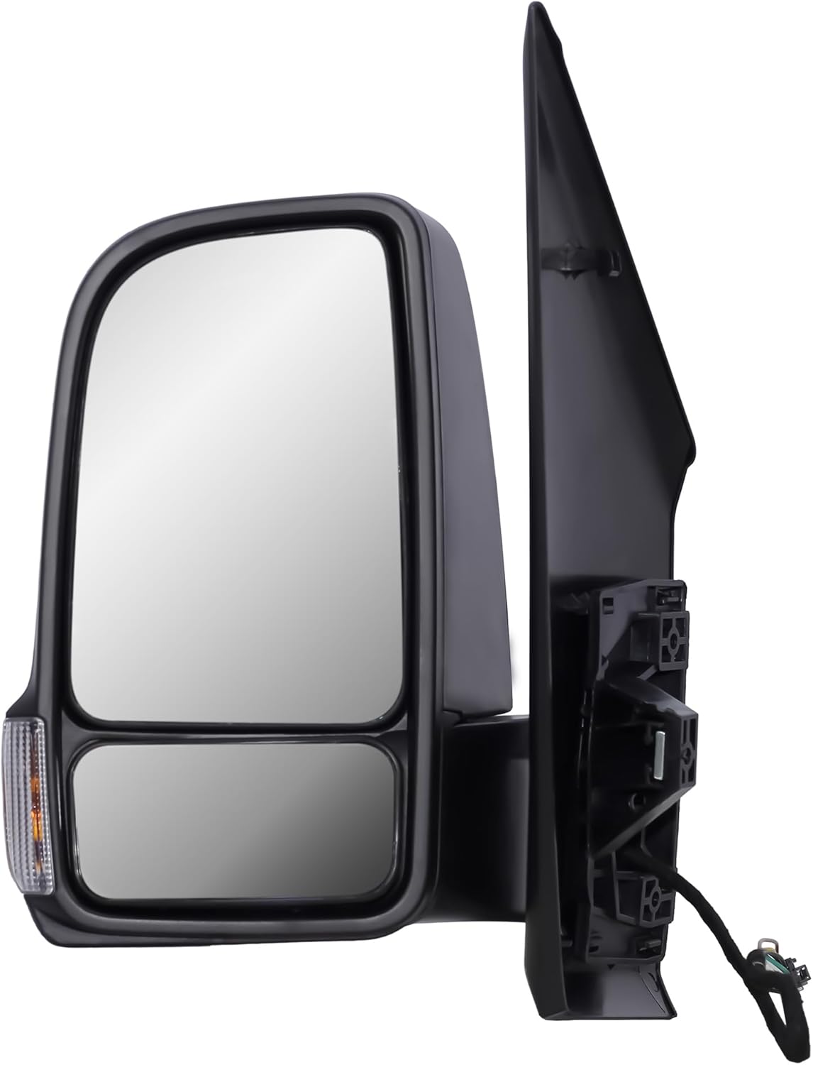 Rétroviseur extérieur gauche électrique et chauffant manuel pliable noir mat couvercle pour Mercedes Sprinter 907/910 2019-2024 côté gauche (côté conducteur)