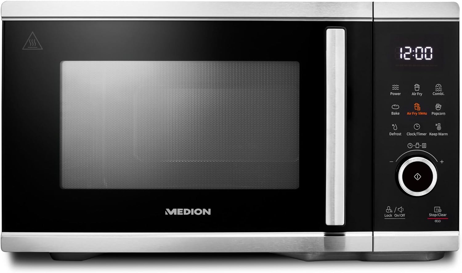 Micro-onde avec air fryer (Friteuse sans huile à air chaud integrée, 25L, 900W, 1500 W air chaud, 10 programmes automatiques, 10 niveaux de puissance, mode décongeler, MD11499) noir