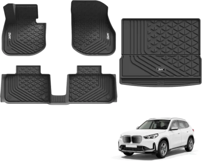 Tapis de Sol 4 Pièces pour BMW X1 2023-2025 2026 xDrive25e Hybride & BMW iX1 U11 23-26, Facile à Nettoyer, Toutes Saisons en Thorex™ Antidérapant Imperméable (Non pour IX), Tapis Coffre