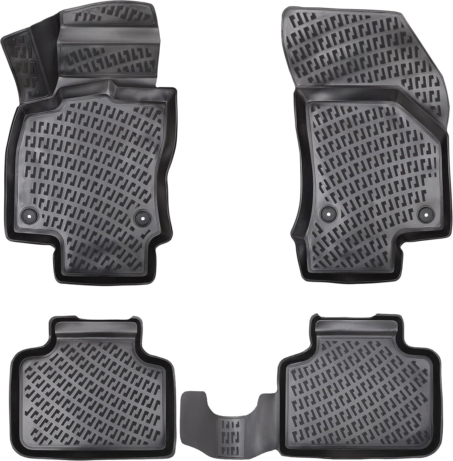 ELMASLINE 3D Tapis de Sol pour Ford Fiesta 5 (2001-2008) - Tapis de Voiture en Caoutchouc avec Bords Extra Hauts - Accessoires Auto
