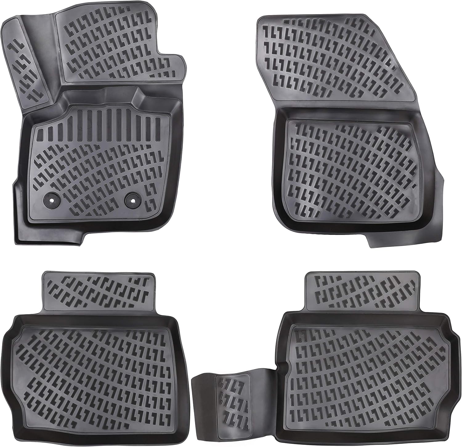 ELMASLINE 3D Tapis de Sol pour Ford Mondeo (V) (2014-2022) - Tapis de Voiture en Caoutchouc avec Bords Extra Hauts - Accessoires Auto