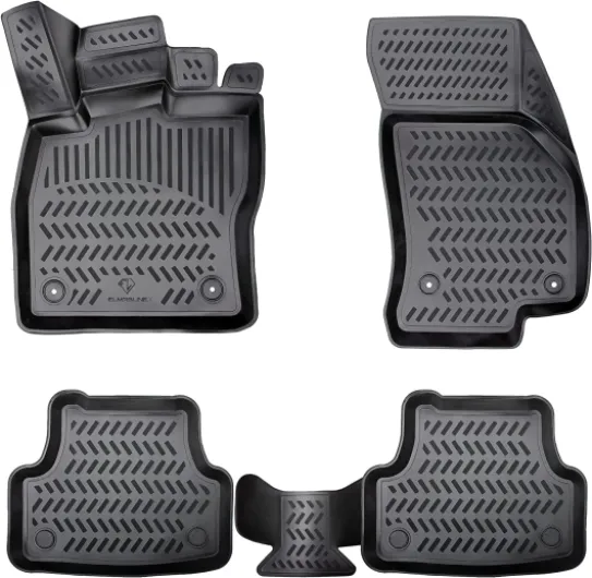 ELMASLINE Tapis en caoutchouc 3D pour Renault KANGOO 2021-2025 - Tapis de sol 3D sur mesure avec bord haut (environ 5 cm) – Antidérapant et inodore