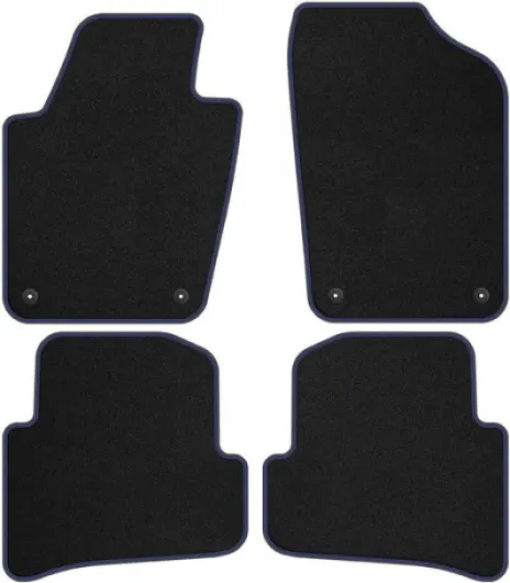 Jeu de Tapis de Voiture Tapis de Sol en Velours pour VW Polo V 2009-2017 - Seat Ibiza IV 2008-2017 - Premium, Matt, Bleu Premium Matt Bleu