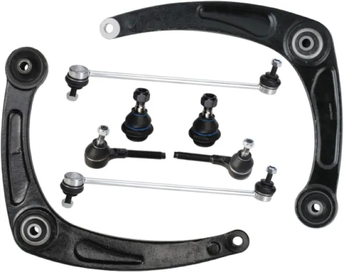 Kit de réparation bras triangulaire Essieu avant Jeu convient pour PEUGEOT 307 3/5 portes (3A/C) 307 CC (3B) 307 SW (3H) 307 Break (3E) 307 Berline 307 SW Van/Break (3E, 3H) 772S0430