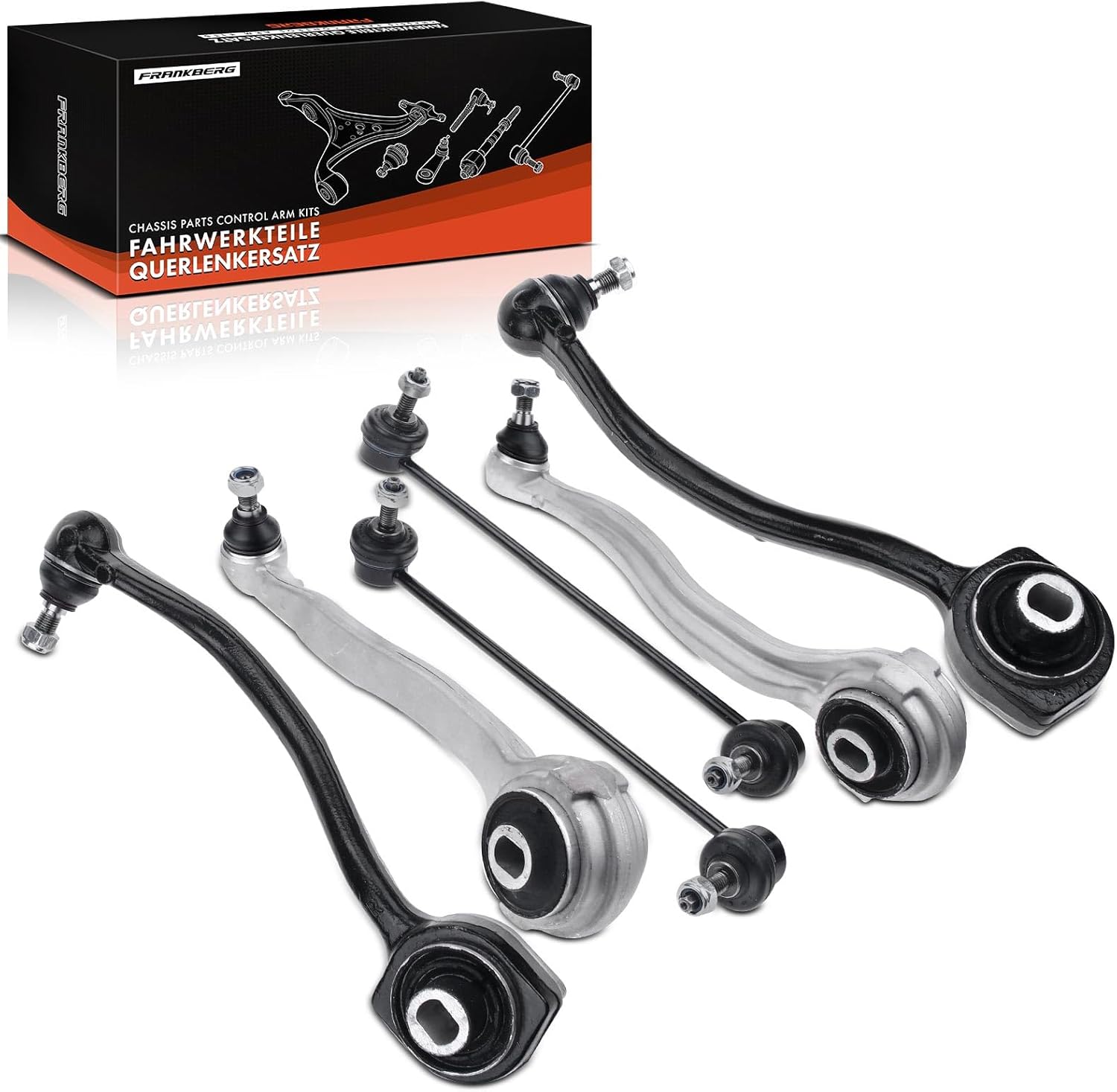 Lot de 6 bras de suspension avant avec roulements en caoutchouc compatible avec C180 C200 C220 W203 CL203 S203 C209 R171 2000-2011 203330011