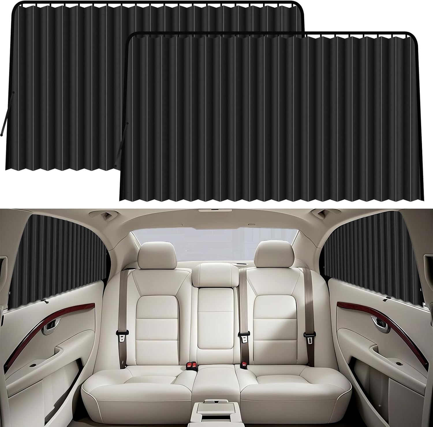 XCBYT Pare Soleil Voiture Magnétique, Rideau Voiture Vitres Latérales Opaque, Protection UV, Protection Vie Privée, 2 Pièces Noir - 2 Pièces