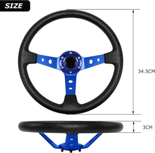 Acclcors Universal Racing Volant, Volant de jeu 13.6" 6 vis Grip cuir Deep Dish avec bouton de corne pour course/rallye/motosport/conduite de voiture Sim(Bleu)