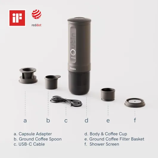 Nano Machine à café expresso électrique portable, Auto-chauffante avec Charge USB-C, Compatible Café Moulu & Capsules NS - Idéale pour Camping, Voyage, Randonnée, VR Space Grey