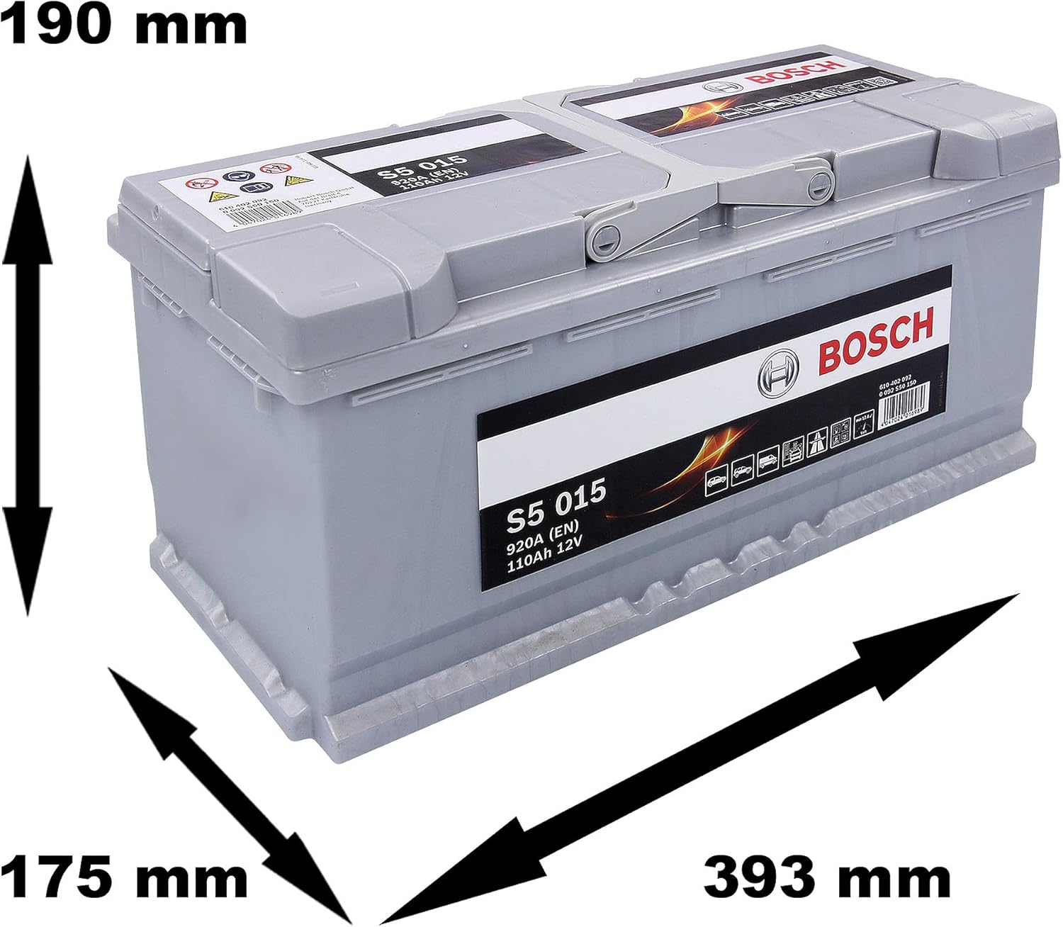 S5015 - Batterie Auto - 110A/h - 920A - Technologie Plomb-Acide - pour les Véhicules sans Système Start/Stop