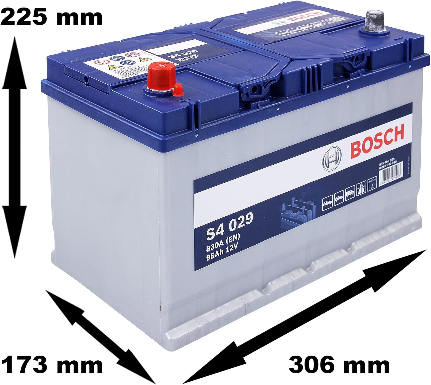S4029 - Batterie Auto - 95A/h - 830A - Technologie Plomb-Acide - pour les Véhicules sans Système Start/Stop