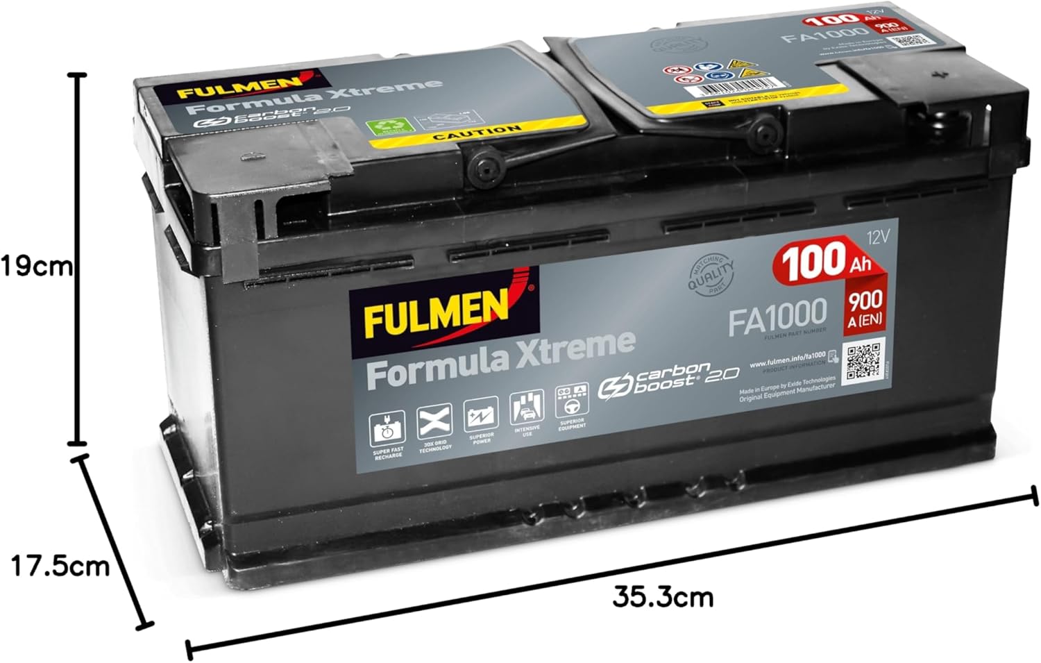 Fulmen – Batterie voiture FA1000 12 V 100 Ah 900 A
