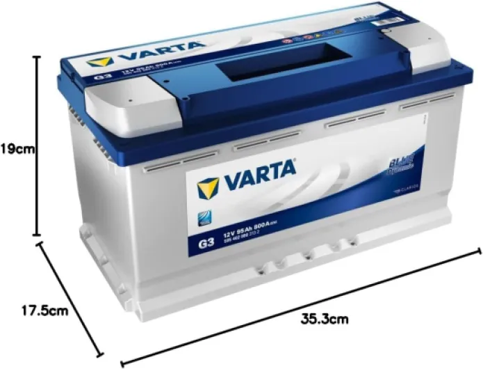 G3 lead acid agm Blue Dynamic Batterie Auto, 595402080, 12V, 95 Ah, 800 A, pour Camion