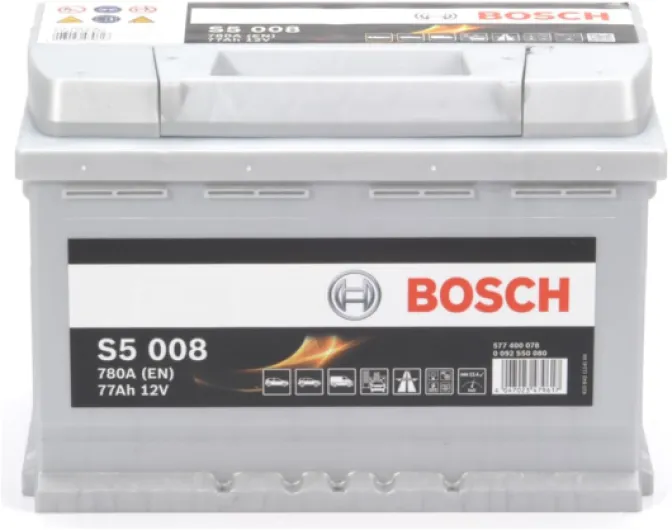S5 008 Batterie Auto 77 A/h - 780 A - Batterie 12 V, Plomb-acide pour Véhicules sans Système Start/Stop et Exigeants en Énergie, (-) (+), 278 x 175 x 190 mm