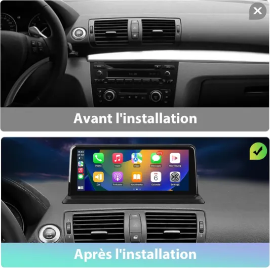 Linux Autoradio compatibles pour BMW Serie1 E81/E82/E87/E88（2006-2011） Carplay/Android Auto avec écran Tactile de 10,25 Pouces, Bluetooth/USB/Résolution 1920 * 720, Pas de système LINUX Pas de Système