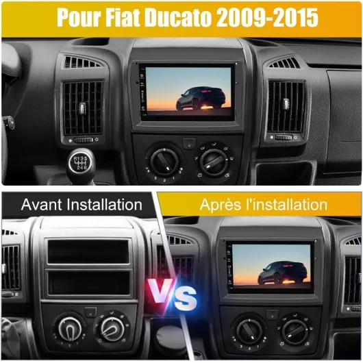 Autoradio [6Go+128Go] pour Peugeot Boxer II/Citroën Jumper II/Fiat Ducato 2009-2015 avec Android 13.0 CarPlay sans Fil/Android Auto, 7 Pouces écran Tactile avec Wi-FI/GPS/FM/RDS/DSP,/SWC 6Go + 128Go