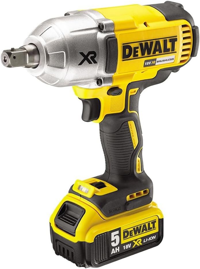 DEWALT - Boulonneuse à Chocs 1/2' Brushless XR 18V 5Ah Li-ion - DCF899P2-QW - Visseuse à Choc sans Fil avec Coffret TSTAK, Chargeur, 2 Batteries 5 Ah - Boulon M20 - 3 Vitesses (0-400/1200/1900tr/min)