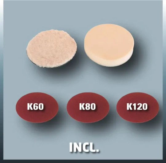 CC-PO 1100/2E Polisseuse et ponceuse auto (230 V, puissance 1100 W, oscillations par min - 1000-3500, diam - plateau 18 cm, bonnet coton, bonnet synthétique et 3 feuilles abrasives)