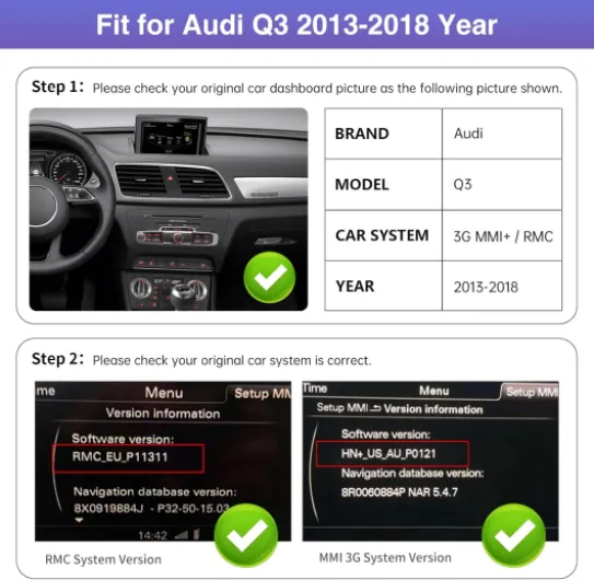 12.3 inch Car Radio sans Fil CarPlay Ecran Tactile pour Audi Q3 2013-2018 Année, écran multimédia stéréo pour Autoradio, Soutien pour sans Fil Android Auto, Navigation, Mirrorlink