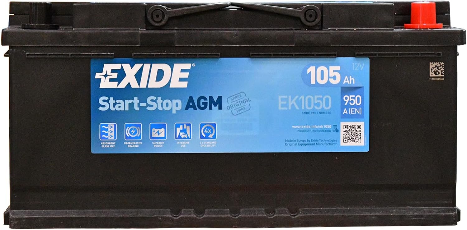Exide EK1050 - Batterie Voiture AGM - 12 V 105Ah 950A - Compatible Start and Stop