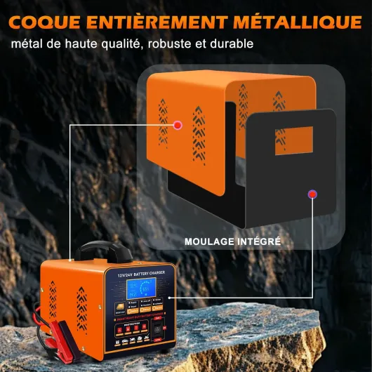 12V/24V Chargeur Batterie Voitures, Maintien de Charge Batterie Automatique Intelligent, 0-20A écran LCD Chargeur Batterie avec Réparation, Mode Hiver, pour AGM Voiture Camion Moto