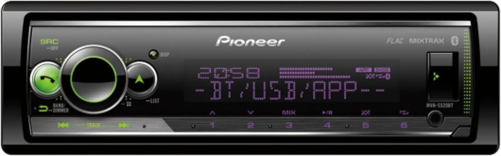 Pioneer MVH-S520BT Autoradio 1 DIN avec Tuner RDS et Bluetooth®, éclairage Multicolore, USB, Application Smart Sync et Compatible avec appareils Apple et Android Plusieurs couleurs Plusieurs couleurs Taille unique