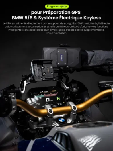R7M 7" CarPlay et Android Auto sans Fil pour Motos BMW - Commande Native Wonder Wheel & Action Camera - Lecture des Données en Temps Réel (TPMS/RPM) - Mises à Jour OTA - GPS IP69K - Nav Pre