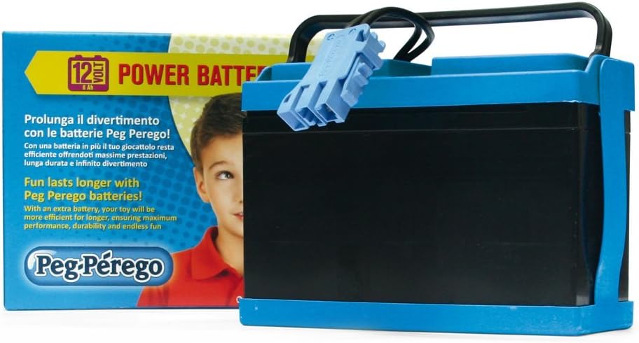 PEG Batterie 12V/8Ah - Pièce de Rechange Originale Rechargeable pour Véhicules Électriques Peg Perego 12 V, 8 Ah Single