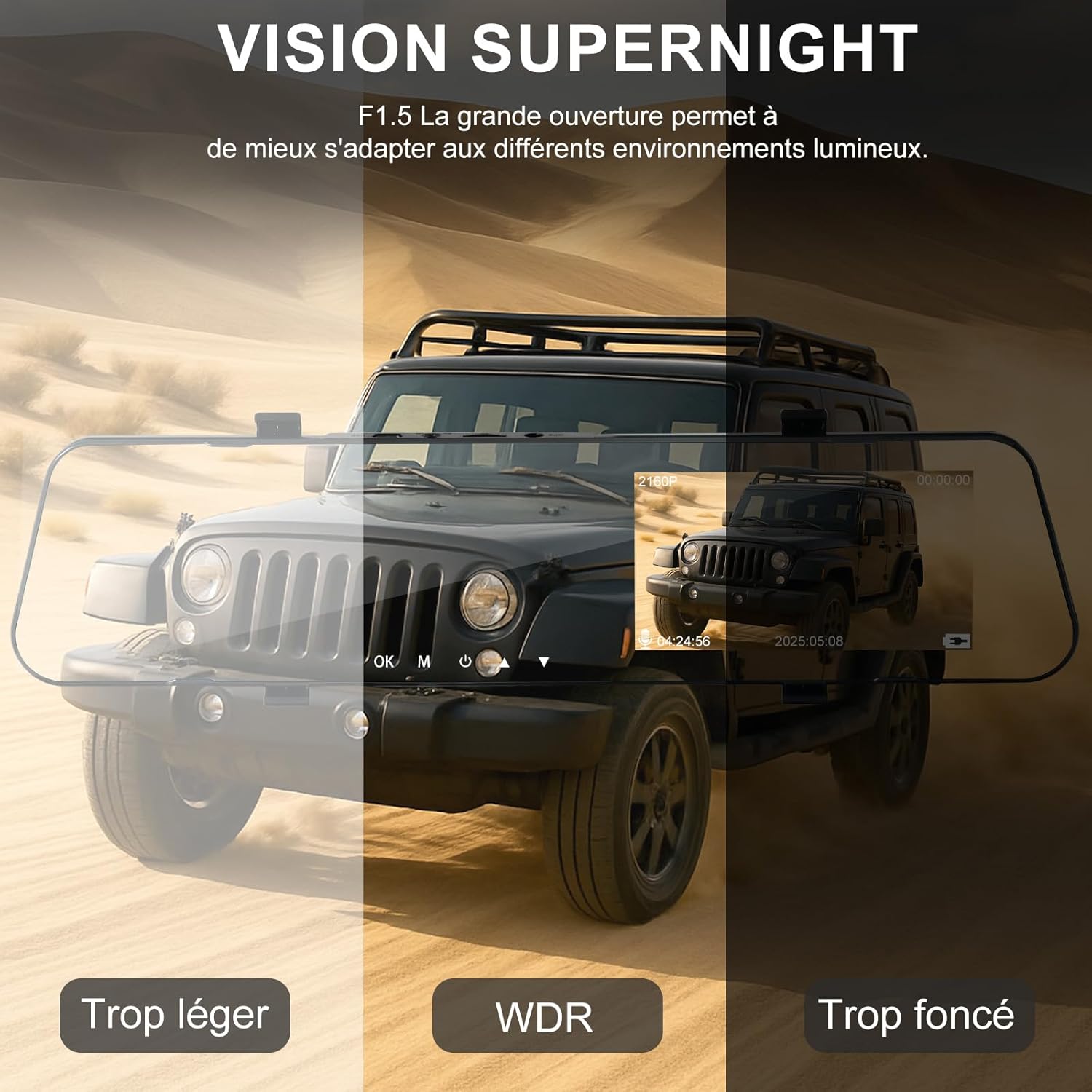 Dashcam Voiture 4K,Camera Embarquée Voiture,Vision Nocturne Infrarouge, Enregistrement en Boucle,Moniteur de stationnement,Grand Angle 170° Dashcam avec G-Capteur,Camera Voiture