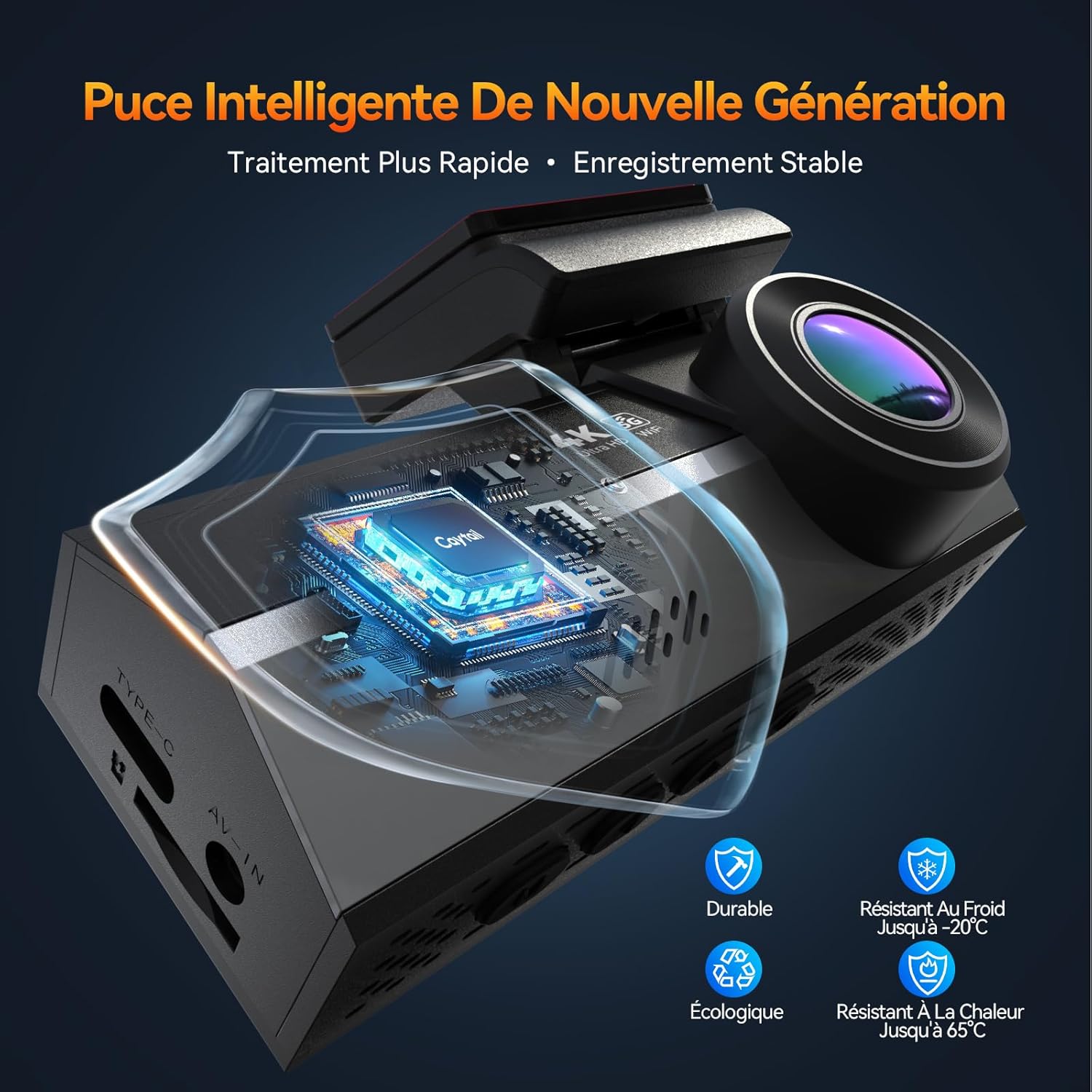 Dashcam Voiture Avant Arrière 4K+2K, 5GHz WiFi Camera Voiture avec Carte SD 64GB, Dash Cam Grand Angle 170°, Vision Nocturne WDR, Écran 3,2", G-Capteur, Mode Stationnement 24H