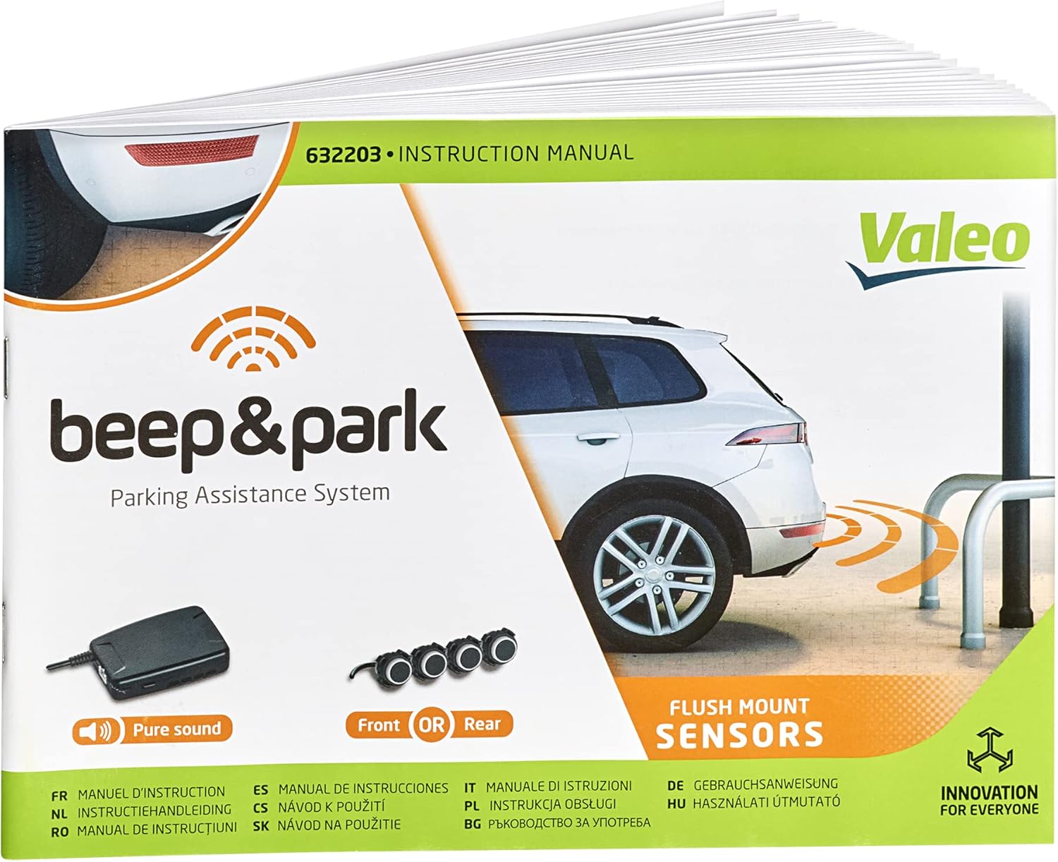 632203 - Système d'Aide au Stationnement - Kit Beep&Park: 4 Capteurs Encastrés + 1 Haut-Parleur - Installation Avant ou Arrière