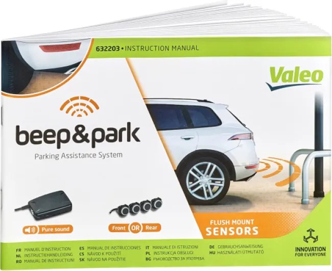 632203 - Système d'Aide au Stationnement - Kit Beep&Park: 4 Capteurs Encastrés + 1 Haut-Parleur - Installation Avant ou Arrière