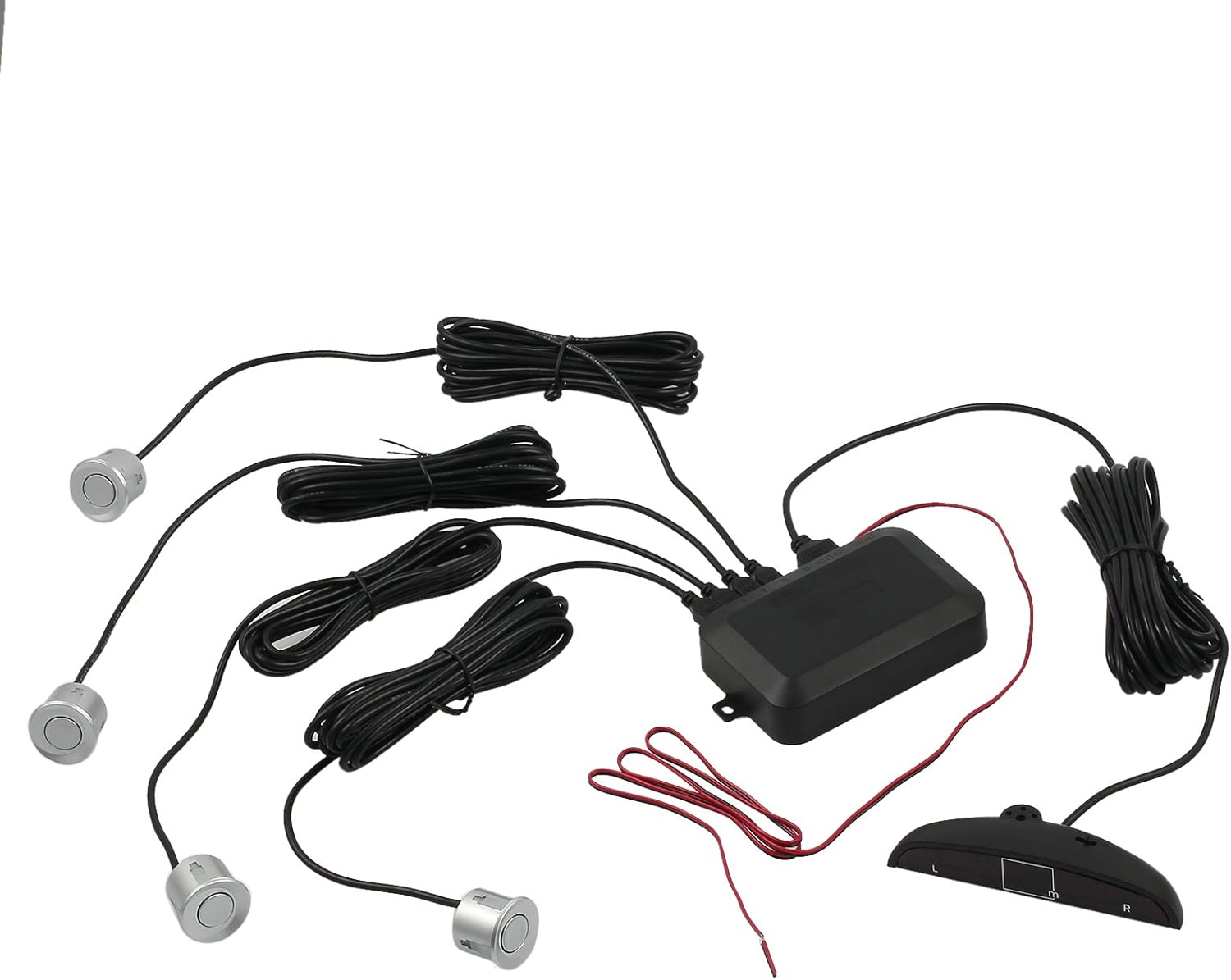 Radar de Recul Voiture Auto Capteur de Recul Voiture, Système Parcage avec Buzzer Alarme et 4 Capteurs Affichage LED, Car Parking Sensors,Silver