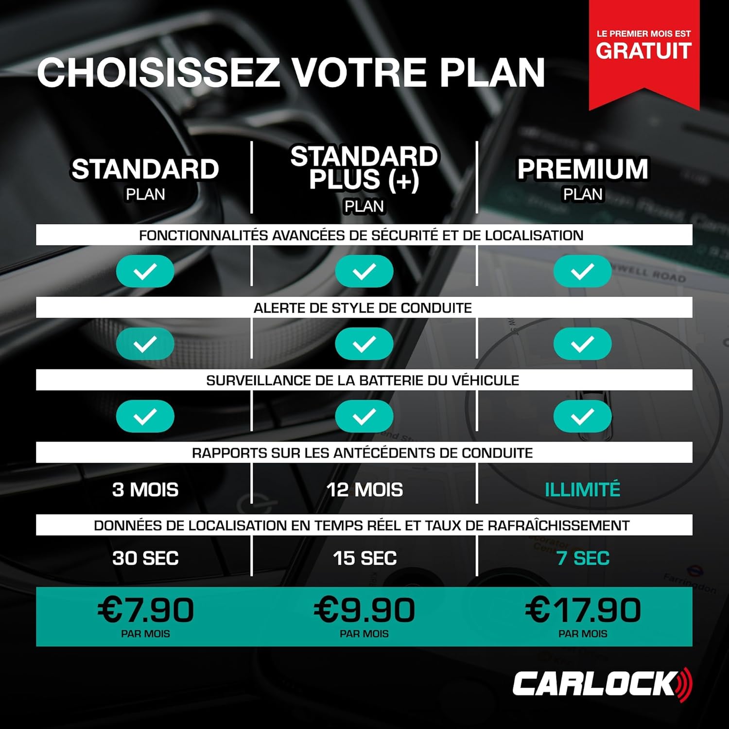 4G Traceur GPS & Alarme Voiture - Antivol Voiture - Périphérique et Application - Géolocalisation véhicule en Temps réel en Vous informant immédiatement de Tout comportement Suspect - OBD