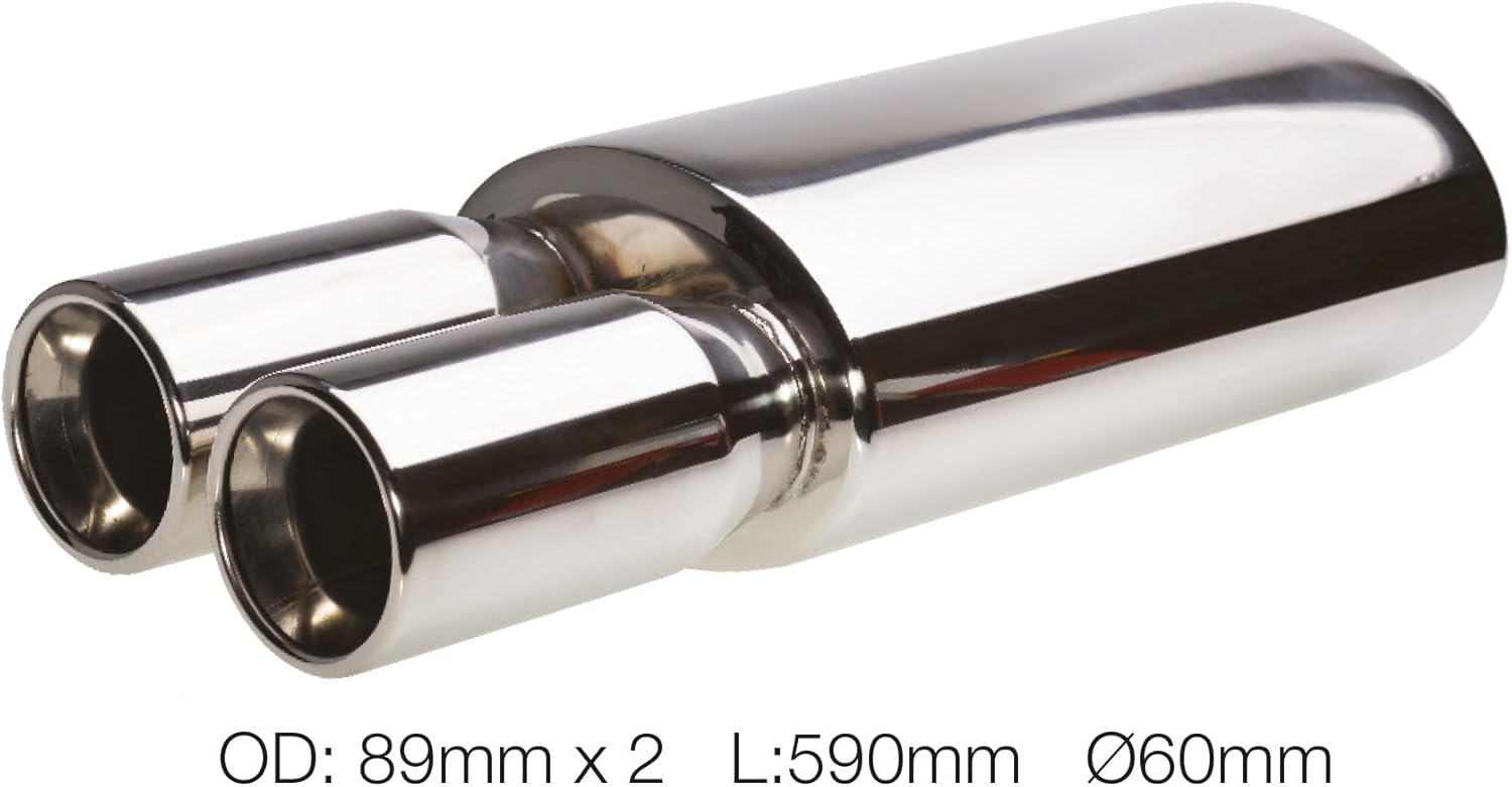 Simoni Racing Spa ES109 Silencieux d'Échappement Ovale Double Thunder, Inox, Dia 60 mm, 590 mm